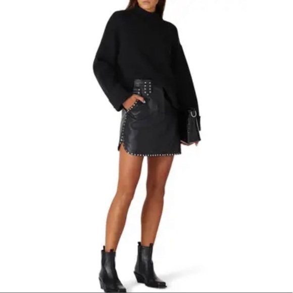 MINKPINK Nikita studded faux leather black skirt large - Picture 8 of 8